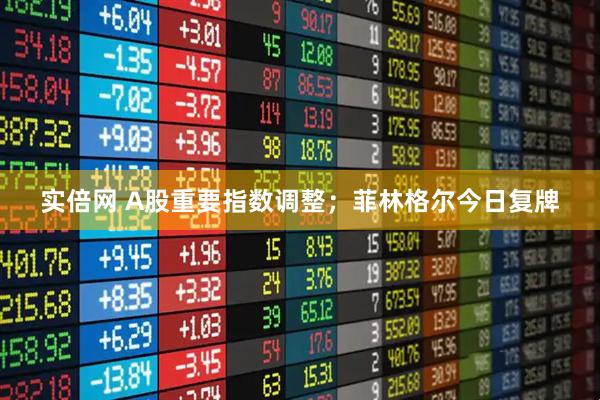 实倍网 A股重要指数调整；菲林格尔今日复牌